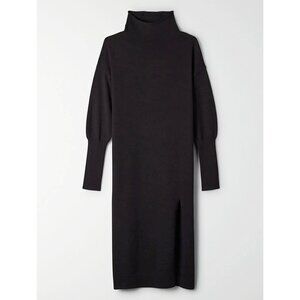 New Aritzia Cyprie 100% Wool Mock Neck Sweater Dress Black XXS $178